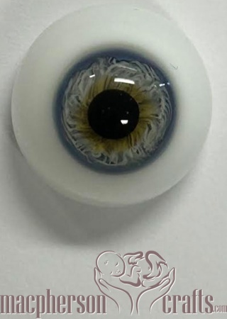 18mm Half Round Real Life Glass Eyes - Blue Grey