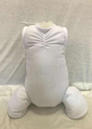 28 Inch White Doe Suede Multi Panel Body ~ Full Arms Non Jointed, 3/4 Legs Jointed