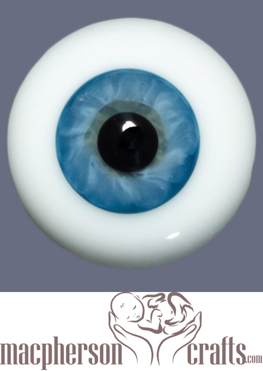 18mm Mouth Blown Glass Eyes -  Light Blue