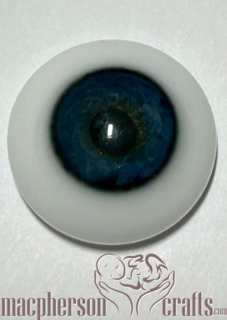 20mm Half Round Flat Back Lauscha Glass Eyes - Blue