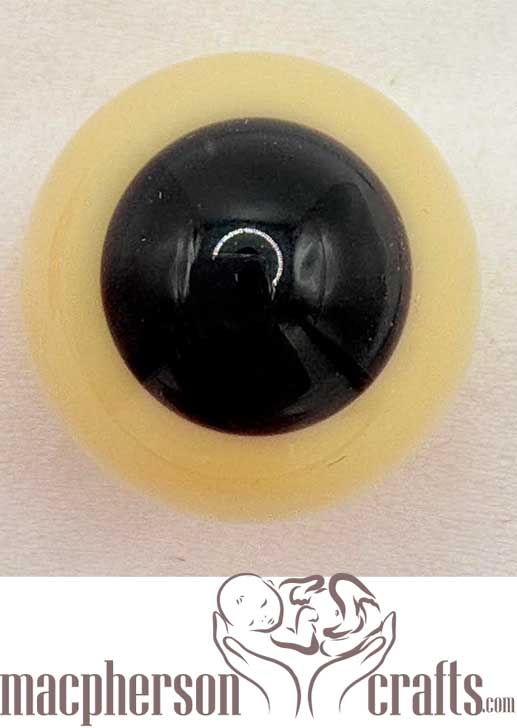 20mm Mouth Blown Glass Eyes -  Ethnic Brown w Yellow Sclera