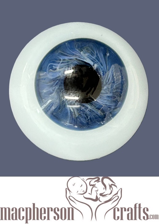 20mm Mouth Blown Glass Eyes -  Just Born Blue w Blue Sclera