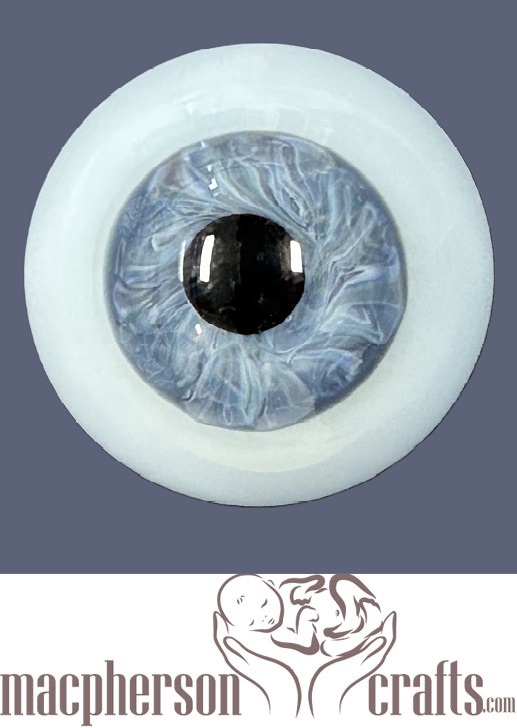 20mm Mouth Blown Glass Eyes -  Mineral Grey w Blue Sclera