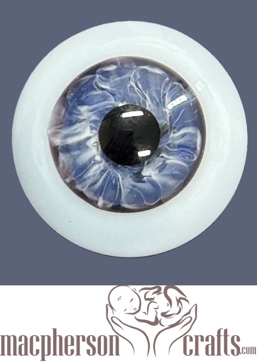 20mm Mouth Blown Glass Eyes -  Reflections Blue w Blue Sclera