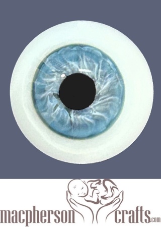 24mm Mouth Blown Glass Eyes -  Grey w Blue Sclera