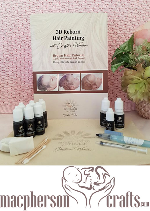 3D Reborn Hair Painting Kit &ndash; Brown Hair by Christine Woolley