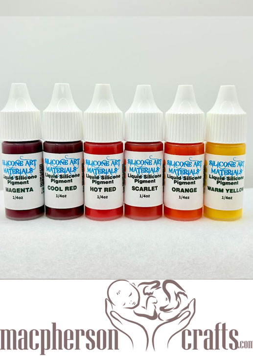 A Set SAM Liquid Silicone Paint ~ Warm Color ~ 6 Colors ~ 1/4OZ