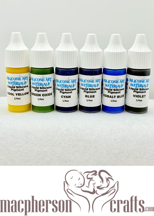 A Set SAM Liquid Silicone Pigment ~ Cool Color ~ 6 Colors ~ 1/4 OZ