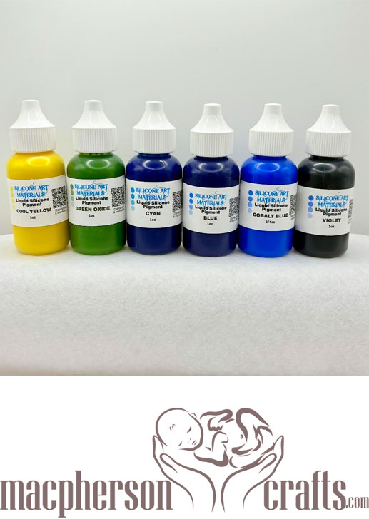A Set SAM Liquid Silicone Pigment ~ Cool Color ~ 6 Colors ~ 1 OZ