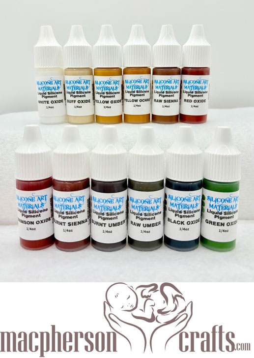 A Set SAM Liquid Silicone Pigment ~ Extended Earth Colors ~ 12 Colors ~ 1/4OZ