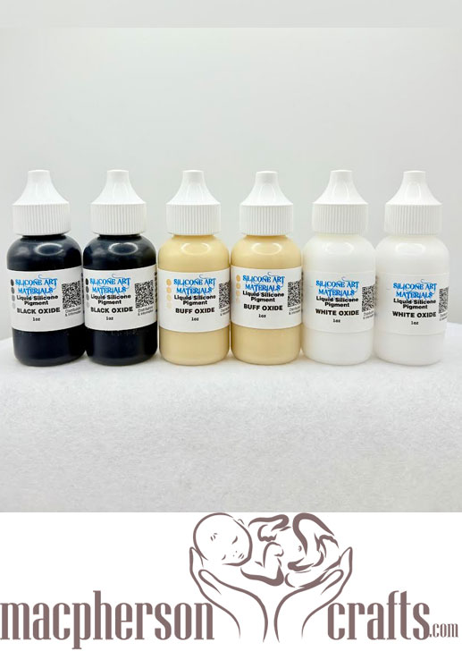 A Set SAM Silicone Liquid Pigment ~ Black - Buff - White ~ 6 Bottles - 2 of Each ~ 1OZ