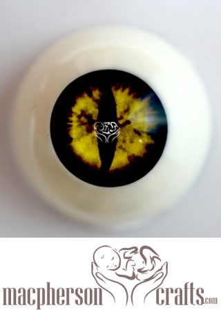 28mm Acrylic Eyes Dragon Cat Style - Yellow