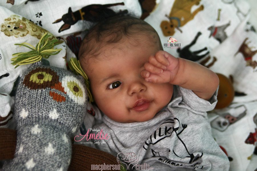 Amélie chérie – Poupée bébé Reborn en silicone