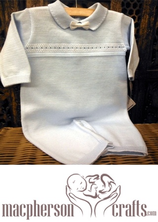 Baby Boy Blue Knit Coverall by Will'Beth ~ Newborn