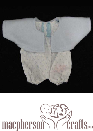 Micro Preemie Clothing: Blue Romper with Jacket, Micro Mini Size