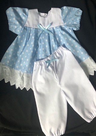 Blue and White Polkadot Dress ~ Preemie