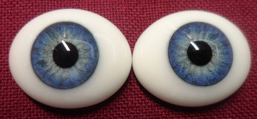 1 Pair 20mm Blue Iris E #1390 Oval Glass Eyes