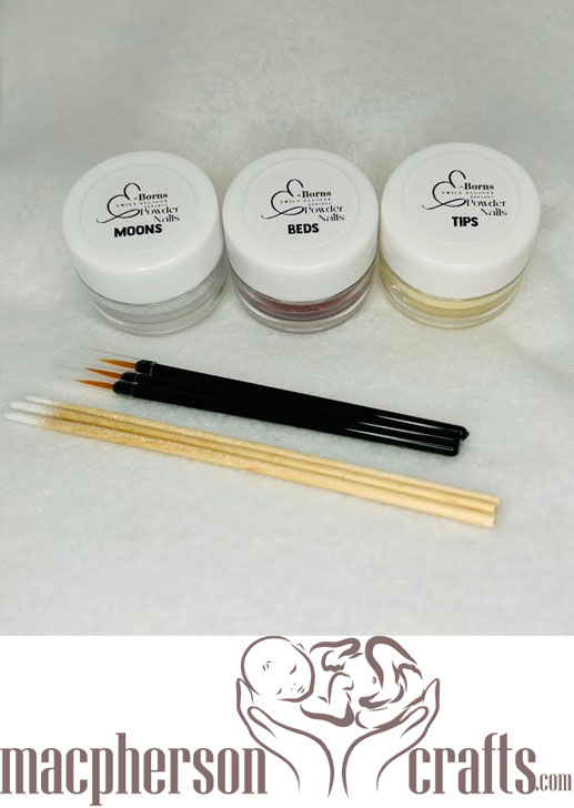 E-Borns Powder Nails Set ~ Moons, Beds, &amp; Tips set of 3