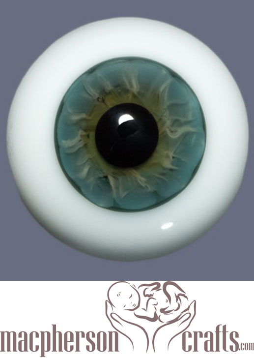 20mm Mouth Blown Glass Eyes -  Turquoise w Blue Sclera