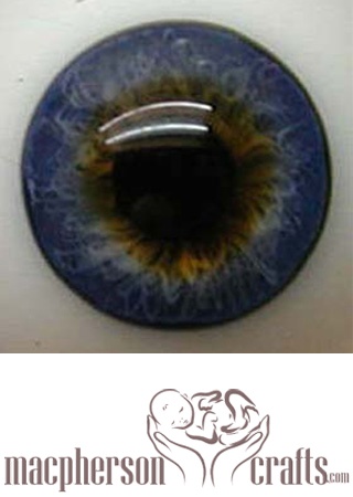 x 24mm Half Round Glass Eyes -  Natural Blue
