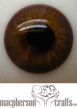  20mm Half Round Real Life Glass Eyes - Medium Brown 