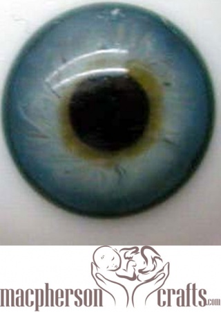 22mm Half Round Real Life Glass Eyes - Blue-Green