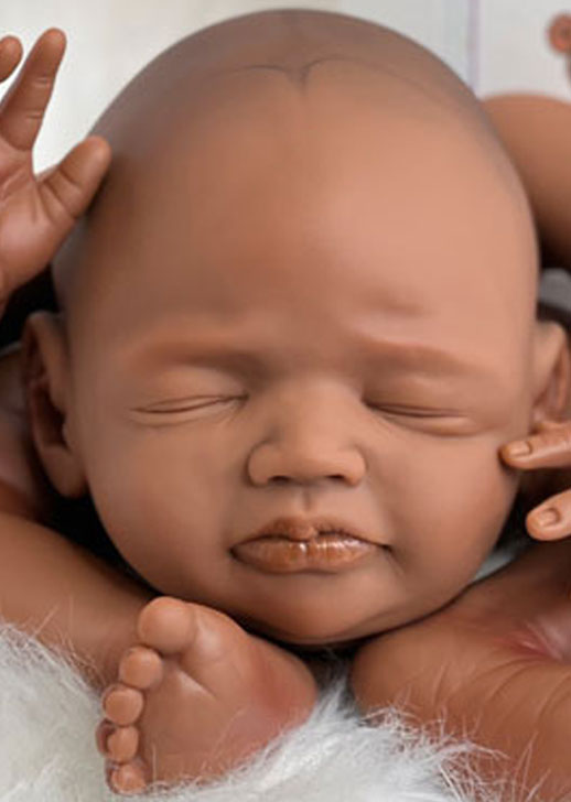Layla Asleep Dark Skin Newborn ~ Ready to beBorn DIY Doll Making Kit