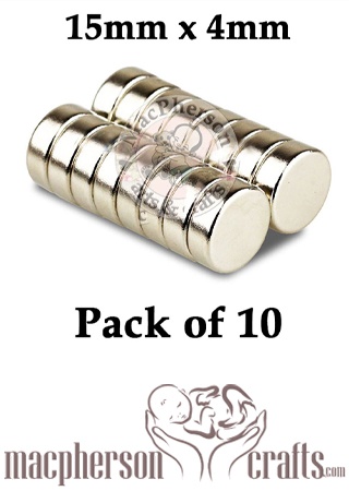 Magnets 15mm x 4mm ~ Stronger Internal for Inside Head - 10 Pack