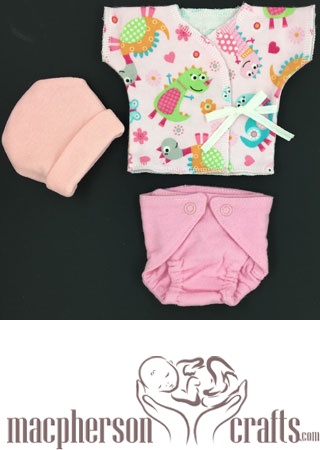 Micro hat/diaper/shirt Set ~ Pink
