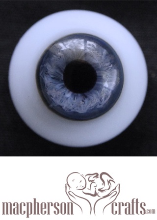 20mm Mouth Blown Glass Eyes -  Newborn Blue with Subtle Blue Sclera