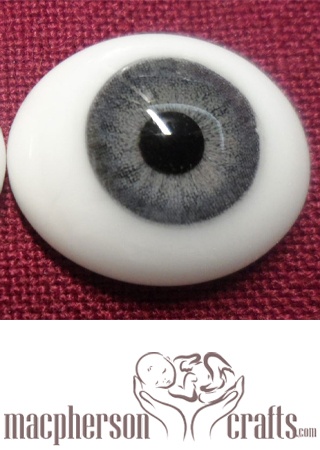 12mm Oval Glass Eyes - Grey