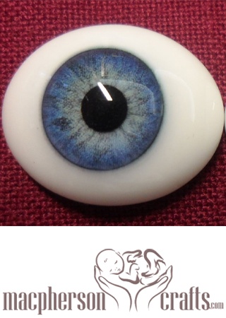 18mm Oval Glass Eyes - Natural Blue