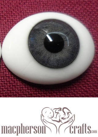 24mm Oval Glass Eyes - Newborn Grey