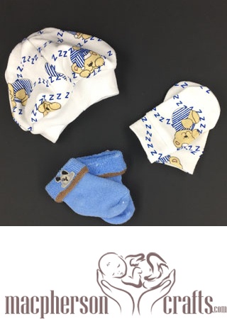 Preemie 3pc set (tam/mittens/socks)