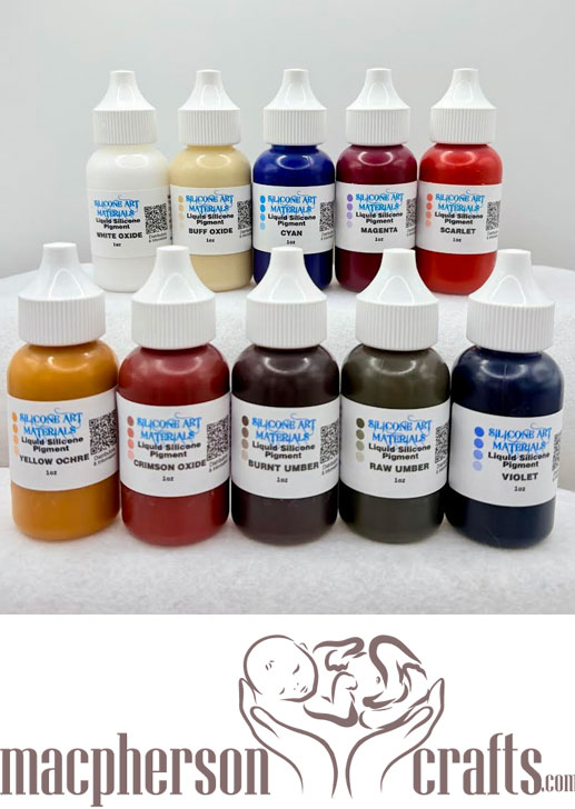 A Set SAM Liquid Silicone Pigment Set ~ Baby Painting (w/ Yellow Ochre) Set #2 ~ 1OZ