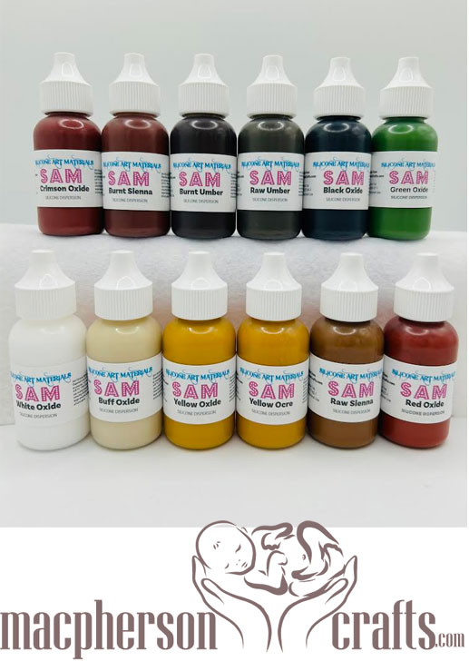 SAM Silicone Paint Set ~ Extended Earth Colors ~ 12 Colors ~ 1 OZ Size