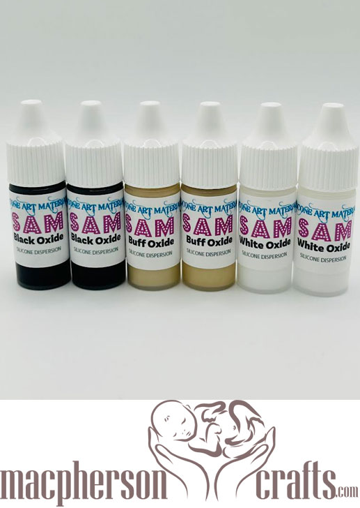 SAM Silicone Paint ~ Black - Buff - White ~ 6 Bottles - 2 of Each