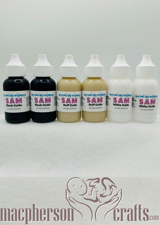SAM Silicone Paint ~ Black - Buff - White ~ 6 Bottles - 2 of Each ~ 1OZ