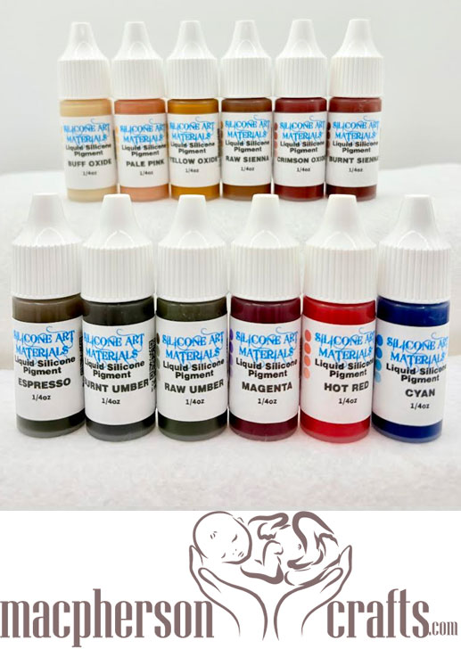 A Set SAM Silicone Pigment Set ~ Biracial Colors ~ 12 Colors ~ 1/4OZ