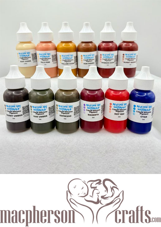 SAM Silicone Pigment Set ~ Biracial Colors ~ 12 Colors ~ 1OZ