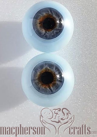 x 18mm Ultra Newborn Glass Eyes ~ Blue Grey
