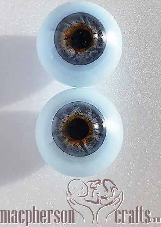 18mm Ultra Newborn Glass Eyes ~ Blue Grey