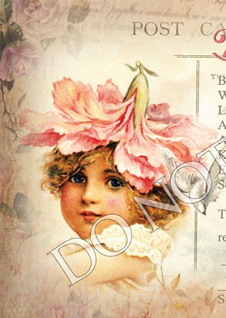 Reborn Doll Birth Certificate ~ Girl ~ Vintage Girl With Flower Hat 