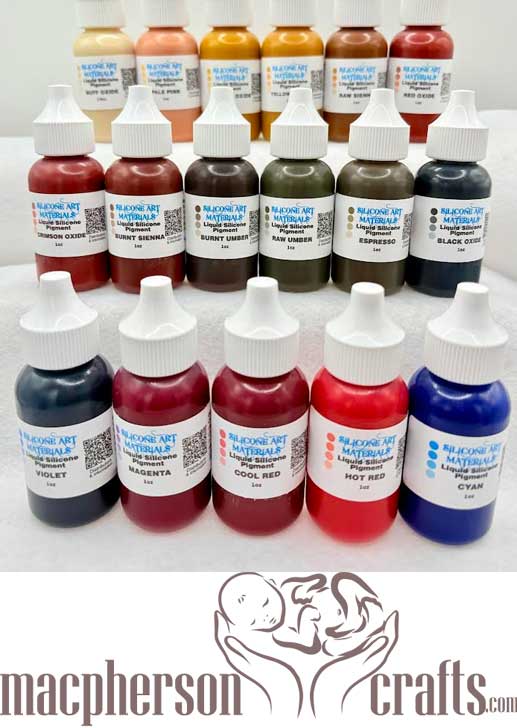 SAM Liquid Silicone Pigments Set ~ Multi-Racial Colors ~ 17 Colors ~ 1OZ